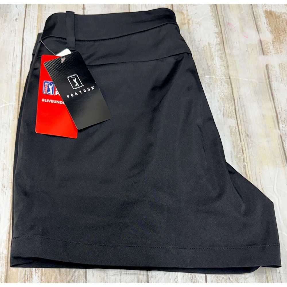 PGA TOUR Womens Golf Shorts‎ Caviar Black Flat Front Size 6 NEW